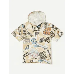Fame Forever by Lifestyle Boys Typography Printed Hooded Pure Cotton T-shirt-picture-33