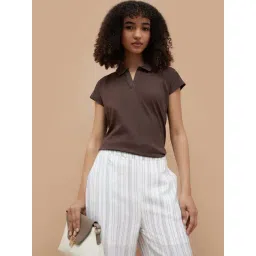 Fame Forever By Lifestyle Brown Cotton Regular Fit Polo Top-picture-18