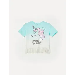 Fame Forever by Lifestyle Girls Aqua Cotton Printed T-Shirt-picture-31