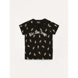 Fame Forever by Lifestyle Girls Black Cotton Printed Top-picture-43