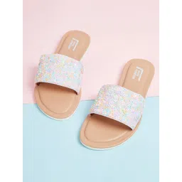 Fame Forever by Lifestyle Girls Embellished Open Toe Flats-picture-28