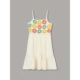 Fame Forever by Lifestyle Girls Embroidered Shoulder Straps Cotton Fit & Flare Dress-picture-21