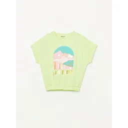 Fame Forever by Lifestyle Girls Lime Cotton Printed T-Shirt-picture-41