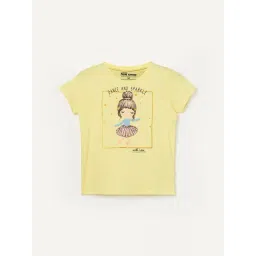 Fame Forever by Lifestyle Girls Yellow Cotton Printed T-Shirt-picture-39
