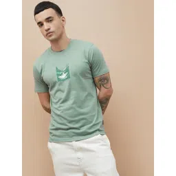 Fame Forever By Lifestyle Green Cotton Regular Fit Printed T-Shirt-picture-15