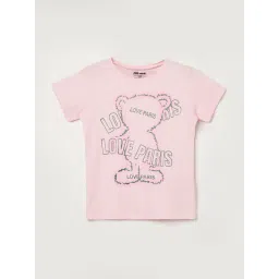 Fame Forever by Lifestyle Kids Light Pink Cotton Printed Regular Fit T-Shirt-picture-43