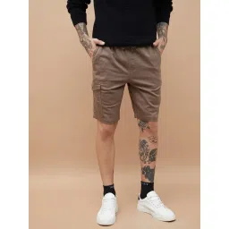 Fame Forever By Lifestyle Light Brown Cotton Regular Fit Shorts-picture-31