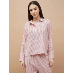 Fame Forever By Lifestyle Light Pink Regular Fit Striped Top-picture-36