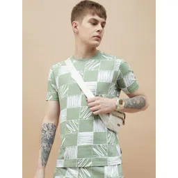 Fame Forever by Lifestyle Men Checked Round Neck Cotton T-shirt-picture-12