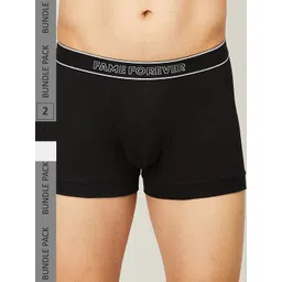Fame Forever by Lifestyle Men Pack Of 2 Black & White Cotton Trunks-picture-14