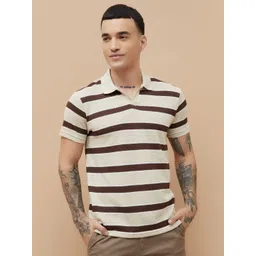 Fame Forever by Lifestyle Men Striped Polo Collar Cotton Cotton T-shirt-picture-29