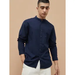 Fame Forever By Lifestyle Navy Cotton Smart Fit Shirt-picture-14