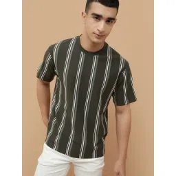 Fame Forever By Lifestyle Olive Cotton Relaxed Fit Striped T-Shirt-picture-45