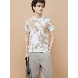 Fame Forever By Lifestyle White & Beige Cotton Regular Fit Printed T-Shirt-picture-31