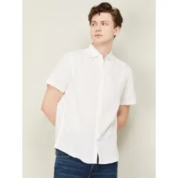 Fame Forever by Lifestyle White Cotton Linen Slim Fit Shirt-picture-38