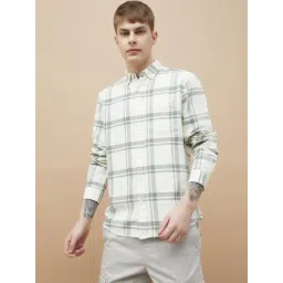 Fame Forever By Lifestyle White Cotton Smart Fit Checks Shirt-picture-48