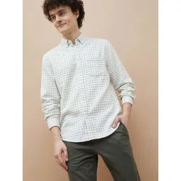 Fame Forever By Lifestyle White Cotton Smart Fit Checks Shirt-picture-22