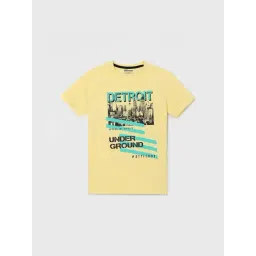 Fame Forever By Lifestyle Yellow Cotton Regular Fit Printed T-Shirt-picture-48