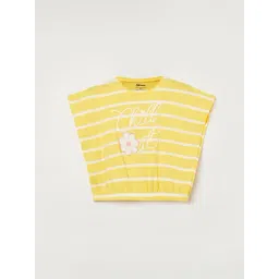 FAME FOREVER Girls Yellow Cotton Striped T-Shirt-picture-14