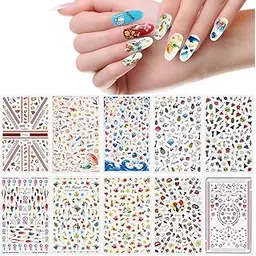 FAMEZA 10 Flowers 3D Nail Art Self Adhesive Sticker Decal Tattoo for Women Girls Kids Manicure DIY Free Tweezer-picture-12