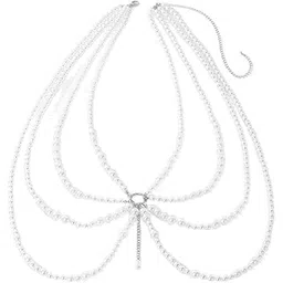 fameza Pearl Waist Chain Belt for Women | Silver Layered Belly Body Jewelry | Boho Pearl Waist Chains Belt for Beach, Party and Bikini Outfits | Fashion Body Chain Accessory for Women-picture-45