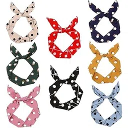 fameza Wire Headbands for Women Dot Twist Bow Headbands Wire Bunny Ears Headband Fashion Headwraps Hair Bands Hair Holder Accessories pack of 6-picture-40