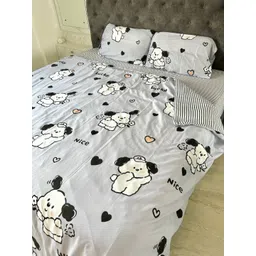 Famyo Grey & Black 4 Pieces Cartoon Characters Printed Microfiber Double King Bedding Set-picture-13