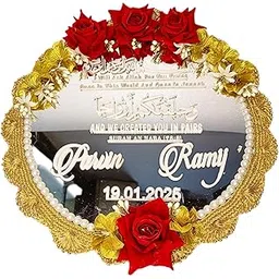 Fancy CUSTOMISED NIKAH Mirror for Bride and Groom NIKAH Wedding Shadi Mubarak Mirror CUSTOMISED Groom and Bride Name-picture-35