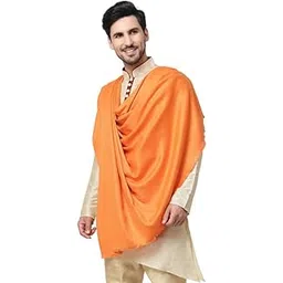 fancy dupatta Men's Plain Woollen Orange Lohi/ShawL, 125cm x 250cm-picture-41