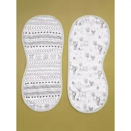 Fancy Fluff Kids 2-Pcs White Printed Bamboo Cotton Bibs-picture-26