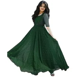 Fancy Georgette Gown for Women (V Collection_P-16075367-2XL) Dark Green-picture-29