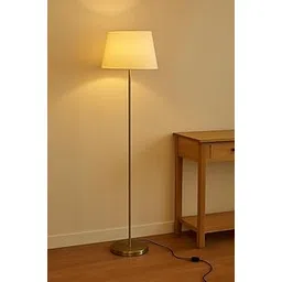 Fancy Home Decoration Modern Floor Lamp, Antique Brass Finish, 150 cm Height, Off White Lampshade, LED/Incandescent Compatible, Touch Control-picture-26