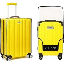 fancy walas 20 Inch Trolley Bag Cover, Suitcase Cover Transparent PVC Suitcase Cover with Zipper Dustproof Waterproof & Anti-Scratch Trolley Cover for Travel Accessories, Black, Pack of 1-picture-36