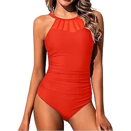 f&m fashion Women High Neck Modest Bathing Suit Full Coverage One Piece Swimsuit-picture-29