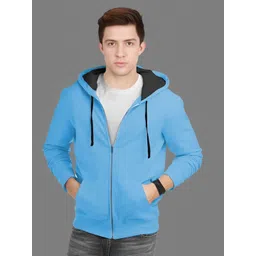 fanideaz Men Solid Hooded Full Sleeve Zip Closure Sweatshirt-picture-21