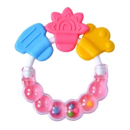 FANTASY INDIA Round Shape BPA Free Silicone Bell Teether Ring - Pink-picture-14
