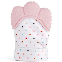 Fantasy India Silicone Teether Mitten Glove Polka Dot Print - Pink-picture-9