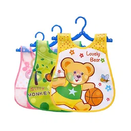 Fantasy India Washable Colorful Waterproof Baby Apron cum Bib with Cute Cartoon Drool Pack of 3 - Random Print(Assorted)-picture-2