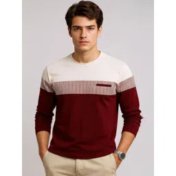 FAOES Men Colourblocked Round Neck Cotton T-shirt-picture-40