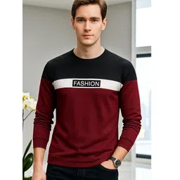 FAOES Men Colourblocked Round Neck Sweatshirt-picture-23