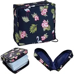 Fapiwen Small Pouch|Sanitary Napkin Storage Bag|Nylon Makeup Pouches For Women|Travel Organizer|Flamingo Cosmetic Bag For Charger Cable Earphone Makeup Jewellery For Women|4 cm,Blue-picture-13