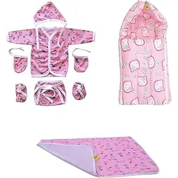 Fareto New Born Baby Gift Pack of Essential Items (0-6 Months) (Pack of 7 with Sleeping Bag) image 1