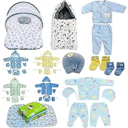 Fareto Newborn Baby Winter Essentials Combo Set | 37-in-1 Woolen & Cotton All-in-One Baby Care Kit | Soft, Warm & Comfortable Gift Pack for Infants (0–6 Months) (Grey Moon)-picture-39