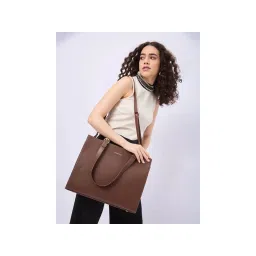 FARGO Selene Brown Tote Bag 16' Inch Laptop Compartment with Detachable Strap (S)-picture-17