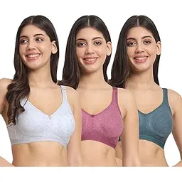 farha beauty fb Women's Cotton Blend Non-Padded Wirefree T-Shirt Bra Combo-3-picture-55