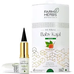 farmherbs 100% Herbal All Natural Baby Kajal Stick - Certified Lead-free, Irritation-free, Premium Olive Wax with Pure Organic Marigold, Smudgeproof, Preservative-free, Synthetic Chemical-free, from Renowned Eyecare Institute, 100% Safe Kajal for Newborn Baby-picture-51