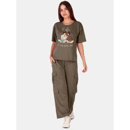 Fasense Printed Round Neck T-shirt With Trousers Co-Ords-picture-10