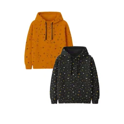 Fasha Kids-Unisex Pack Of 2 Multi Printed Hooded Cotton Pullover Sweatshirts-picture-46