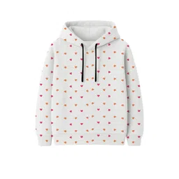 Fasha Unisex Kids White Printed Hooded Sweatshirt-picture-27