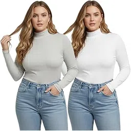 fasha Women Highneck Full Sleeve Top for Winter Wear | Ribbed Turtleneck Women High Neck| Slim Fit Warm Woolen High Neck Sweater for Women & Girls | Stylish Solid Winter Top-Pack of 2-picture-47